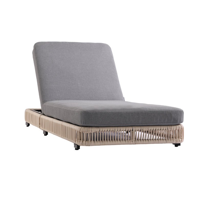 Presley Adjustable Poolside Chaise Lounge with Woven Rope, Thick Cushion, and Sturdy Iron Frame for Pool, Beach, or Patio Relaxation