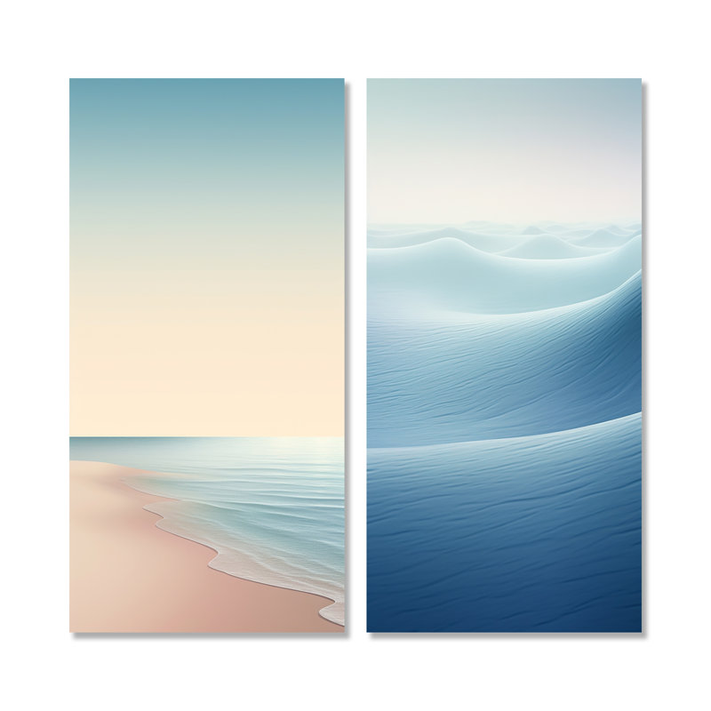 Océan Whisper Blue Beach Harmony - ensemble de salon mural en métal bord de mer, H 28 po x l 24 po