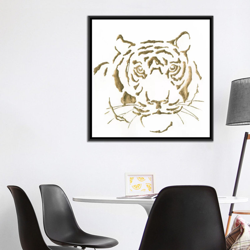 «Gilded Tiger», impression sur toile, H 37 po x l 37 po x P 1,5 po, Toile avec cadre noir, Pas de tapis