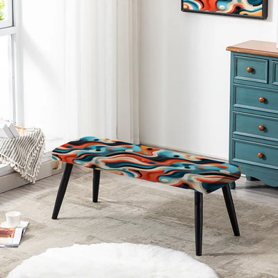 Banc rayé bleu et orange à rayures géométriques futuristes
