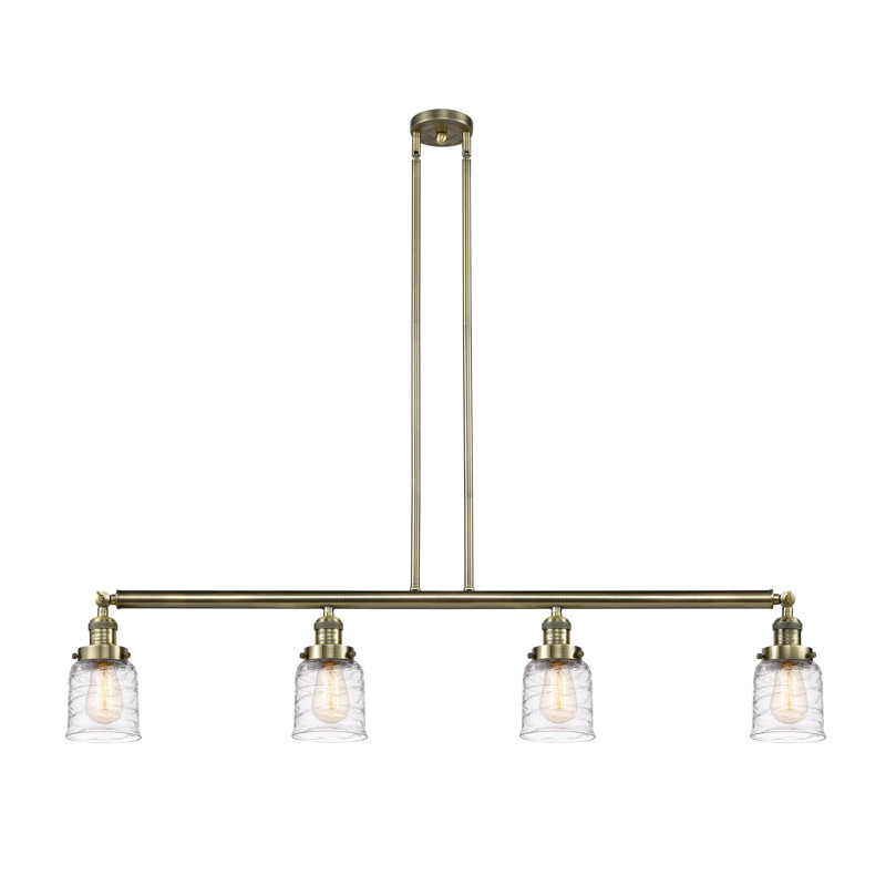 Hallmar 4 - Light Kitchen Island Pendant, Antique Brass, LED, Silver Plated Mercury