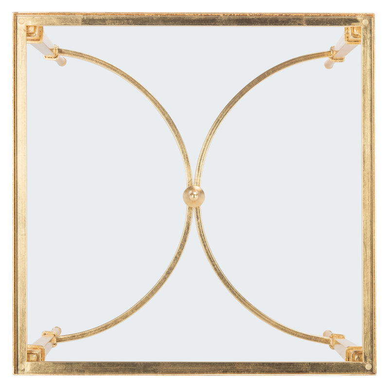 Mendez Gold Leaf Glass Top Square Accent Table