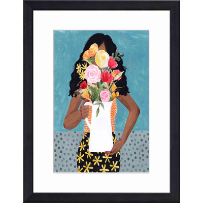 «Flower Vase Girl I» par Grace Popp - peinture encadrée