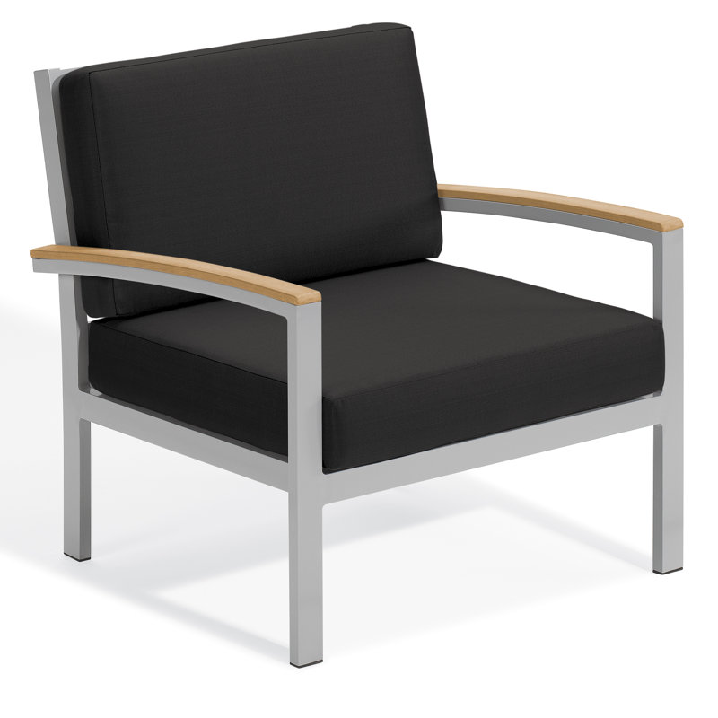 Travira Cushion Lounge Chair, Jet Black, Tekwood Natural
