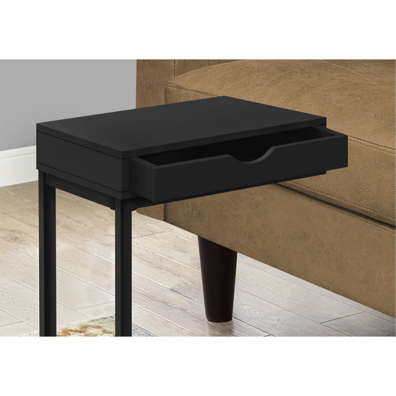 End Table, Accent Table, Side Table With Storage Drawer And Metal Legs, Indoor End Table For Living Space, Black