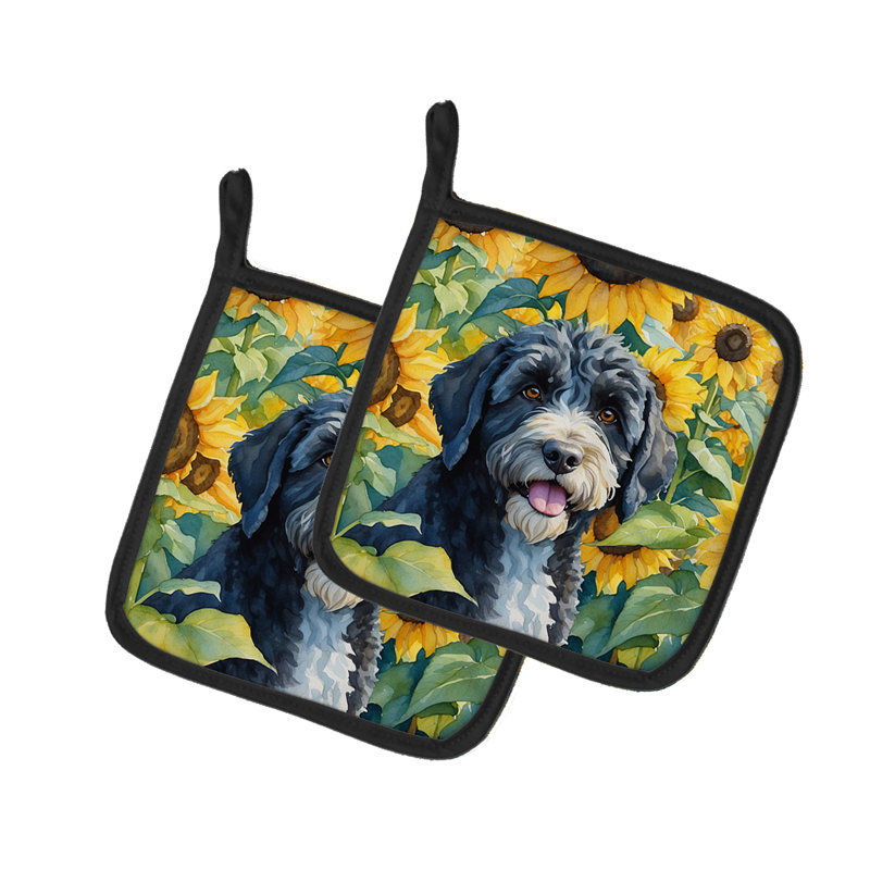 Caroline's Treasures In Sunflowers Floral Polyester Potholder Set