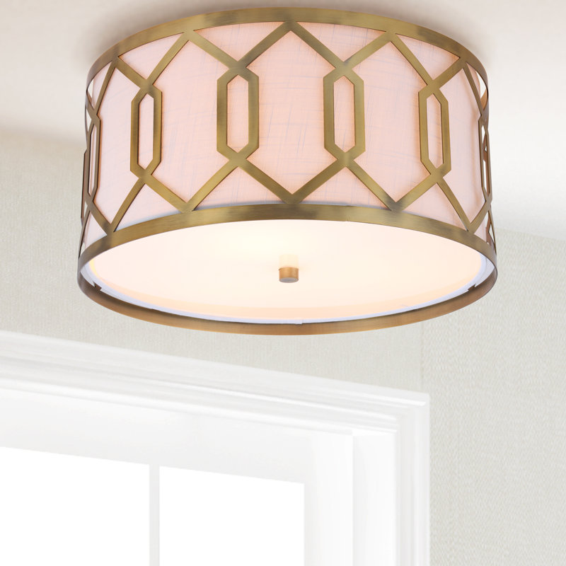 Tarpley Metal LED Flush Mount, Brass Gold, 8.5" H x 12.5" W x 12.5" D