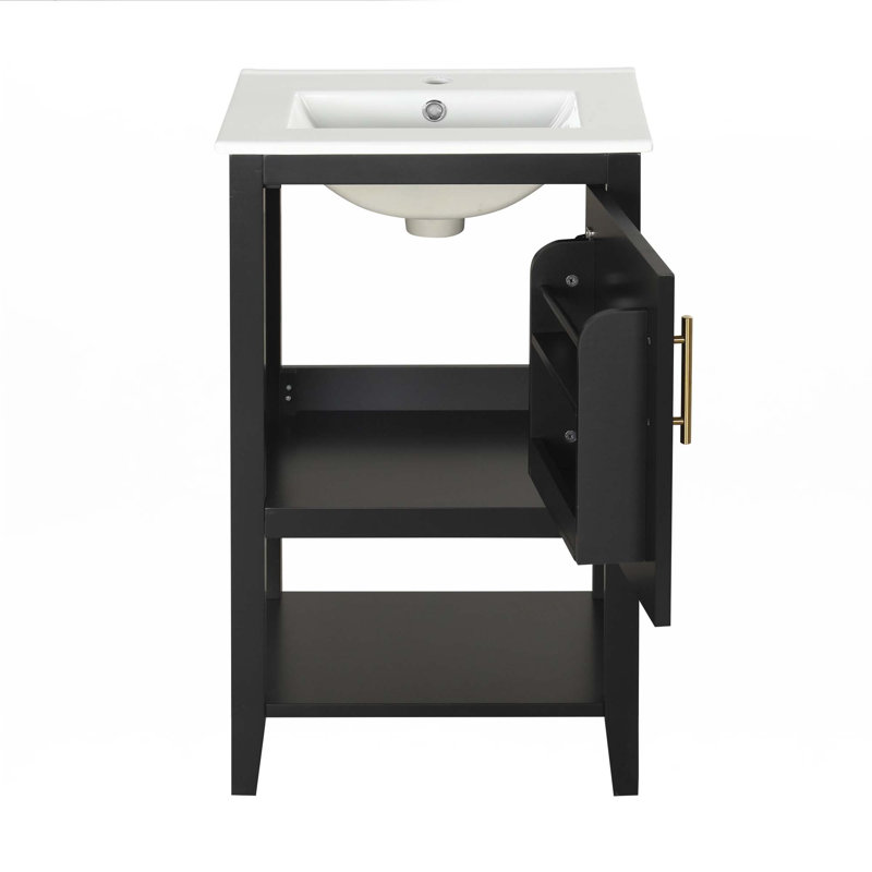 Meuble-lavabo de 20 po avec lavabo, Noir