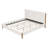 King Size Upholstered Bed Frame with Boucle Headboard, White Solid Wood Platform Bed