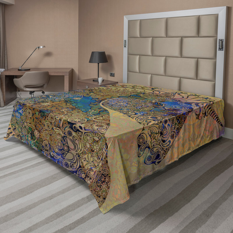 Multicolore Ambesonne, Drap plat pour très grand lit californien