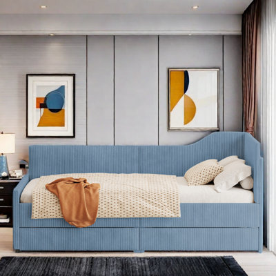 Ingatestone L-Shaped Corduroy Daybed with 2 Storage Drawers