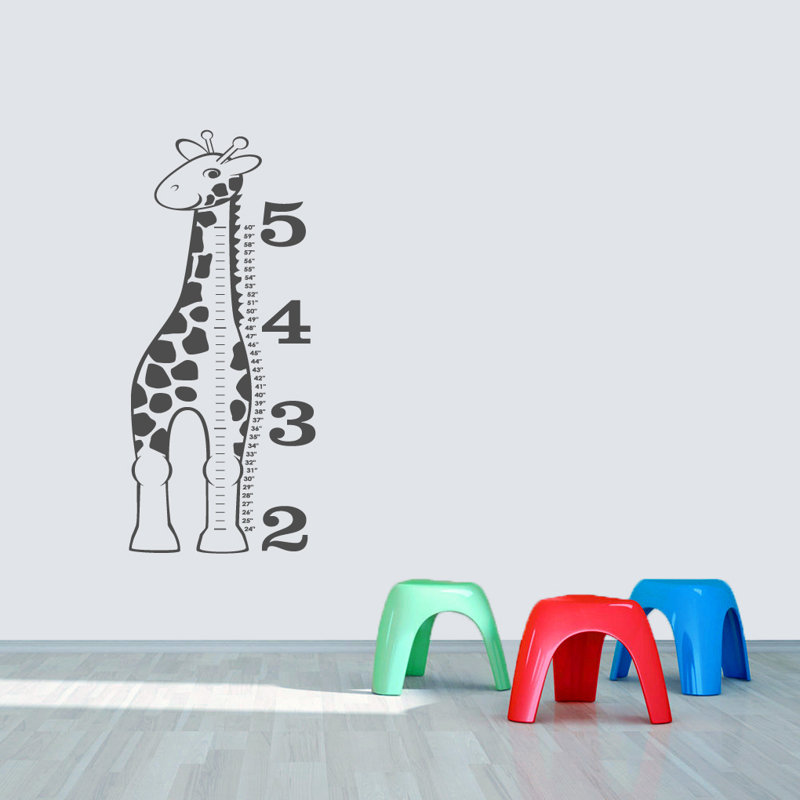 Décalcomanie murale « giraffe growth chart », Gris foncé