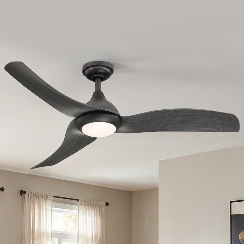  Ariba Modern 3-Blade Ceiling Fan with Dimmable LED Lights and Remote Control, Dark Bronze