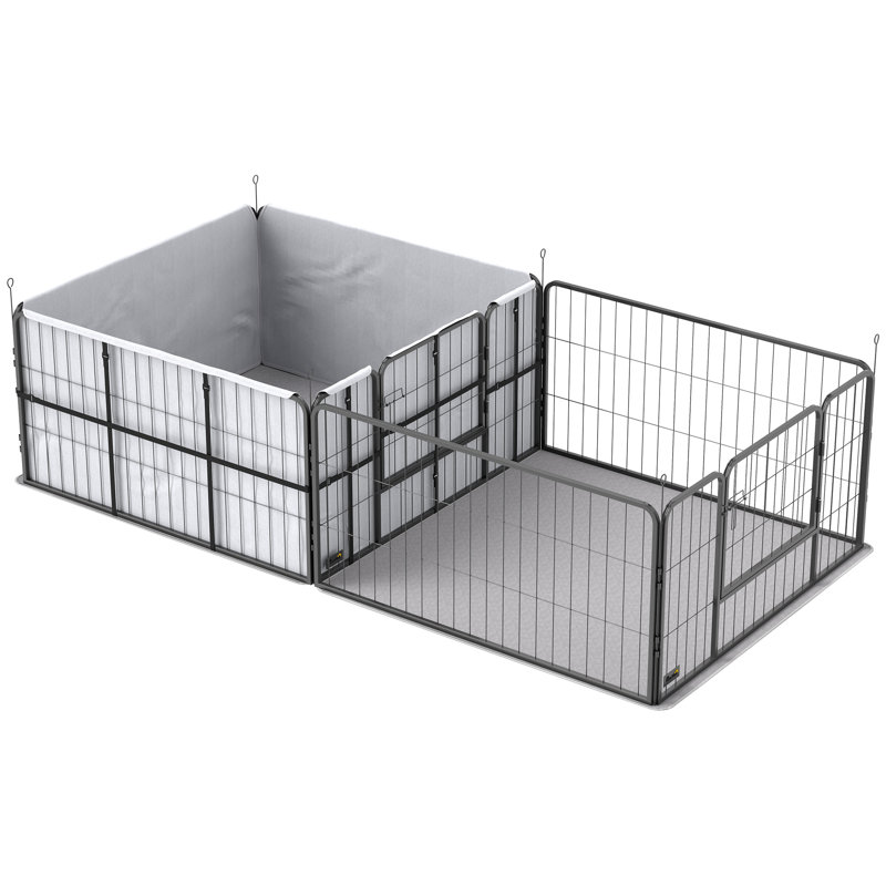 Boîte de mise bas pour chien, parc pour animaux 7 panneaux avec coussins