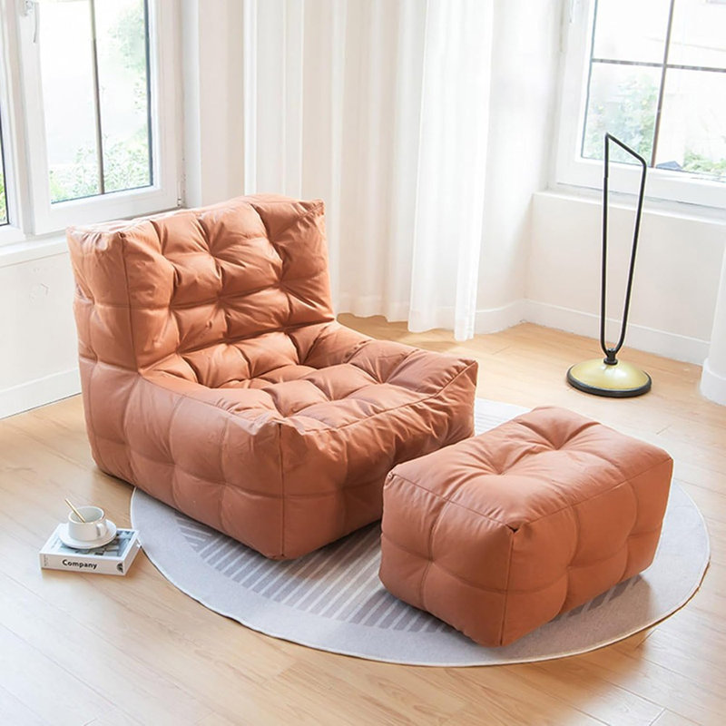 Housse pour fauteuil à billes - Orange - Grande taille - Imperméable - Canapé pour salon, chambre à coucher ou balcon (sans rembourrage)