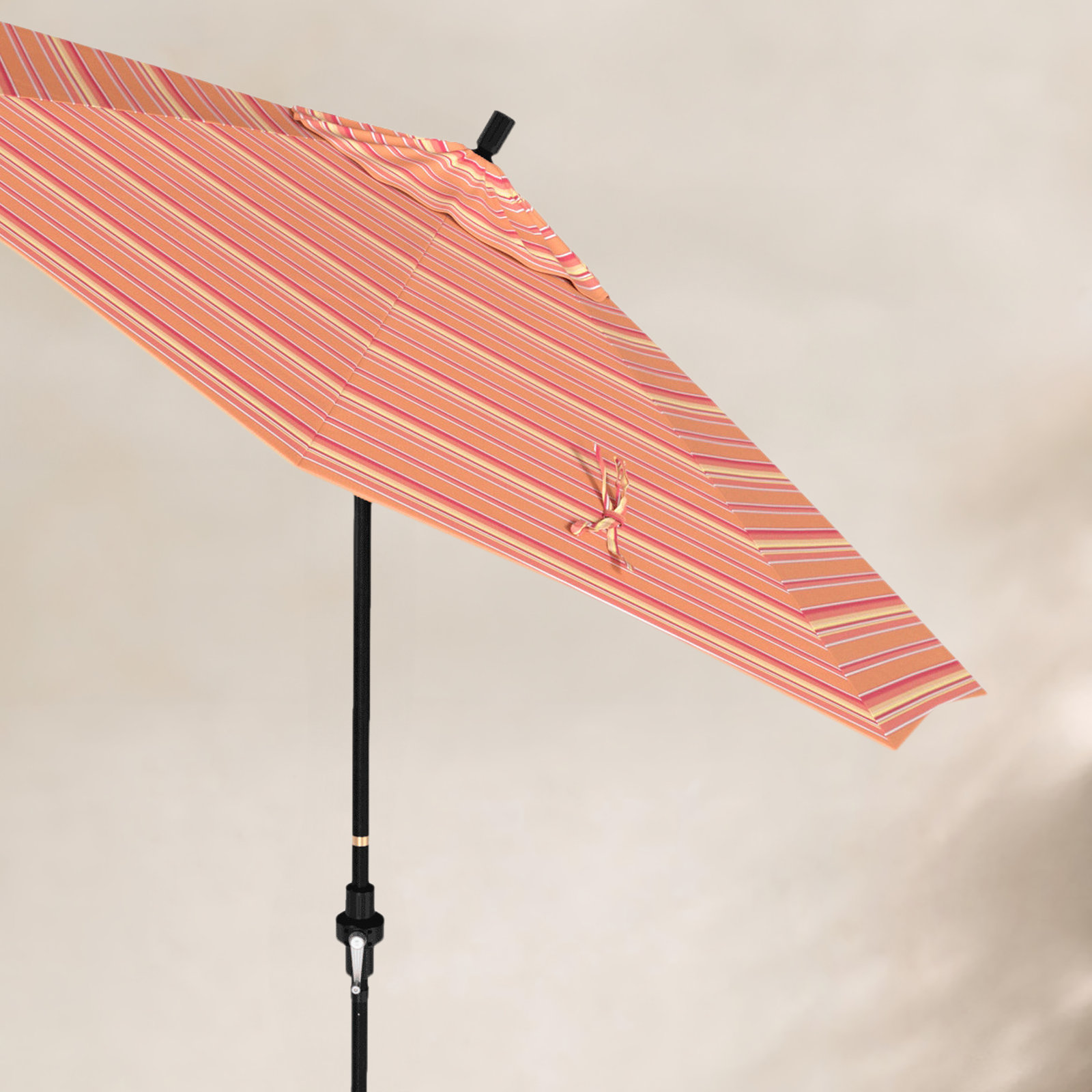 Garita 9' Sunbrella® Market Umbrella, Dolce Mango Stripe Sunbrella®, Stone Black