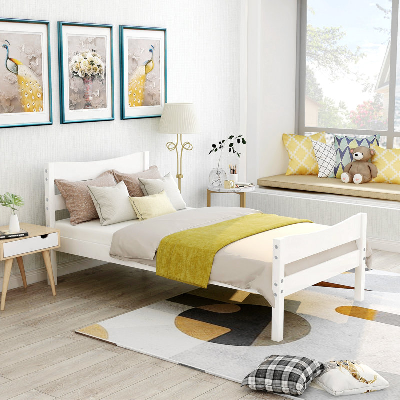 Menachem Solid Wood Standard Bed, White