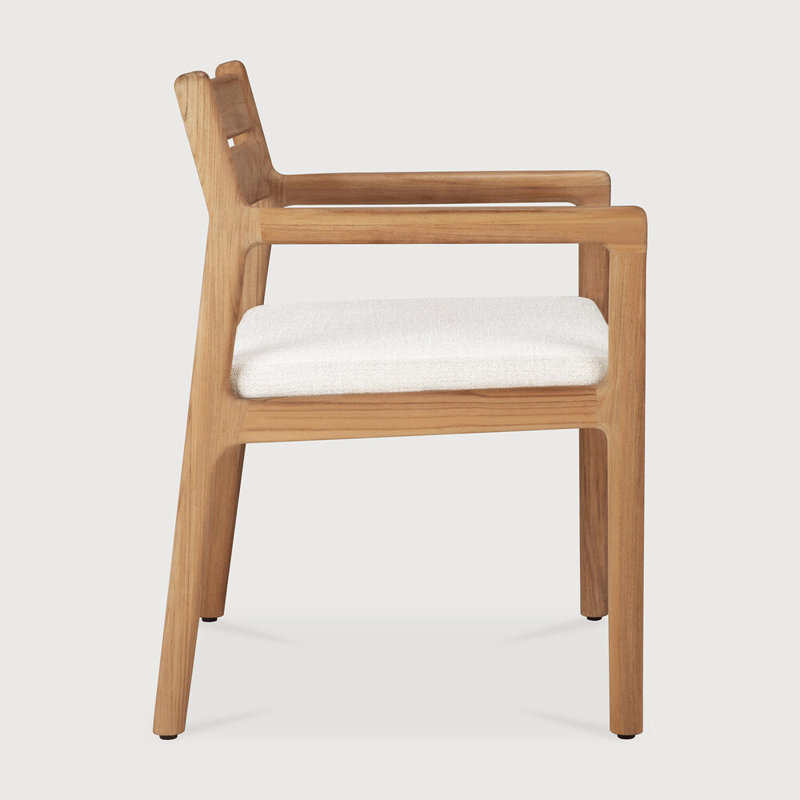Jack Outdoor Teak Dining Armchair, Off White