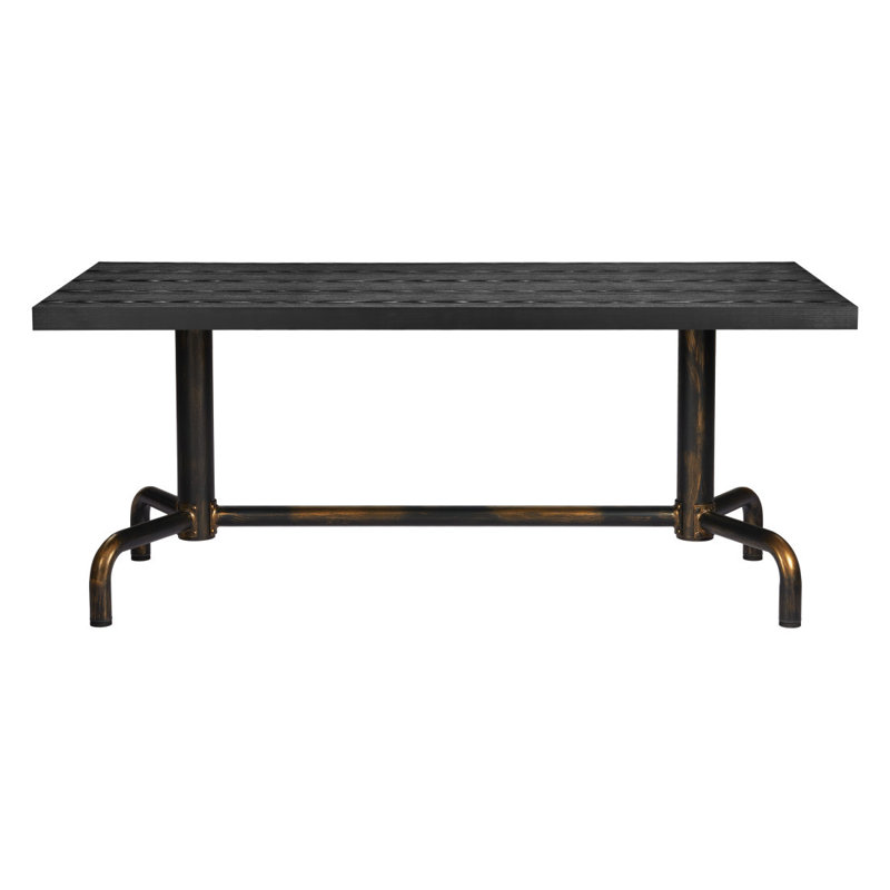 Table de salle à manger 71 "à tréteaux en bois noir et doré et acier