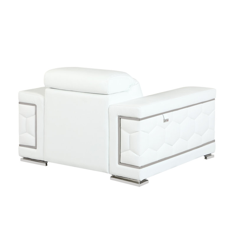 Chaise en cuir italien à grain supérieur, Blanc