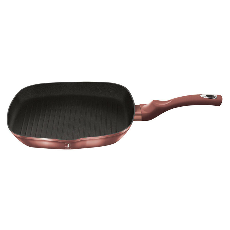28cm Non-Stick Aluminium Grill Pan / Griddle Set, Rose