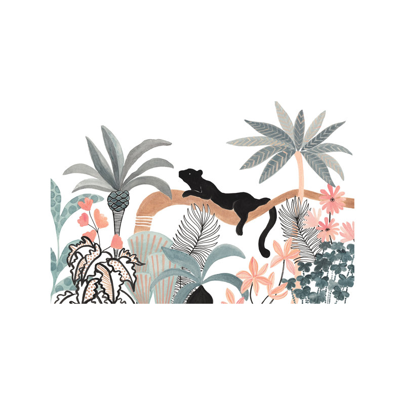 Jaguar dans la jungle, H 8 po x l 12 po x P 0,75 po, Toile tendue
