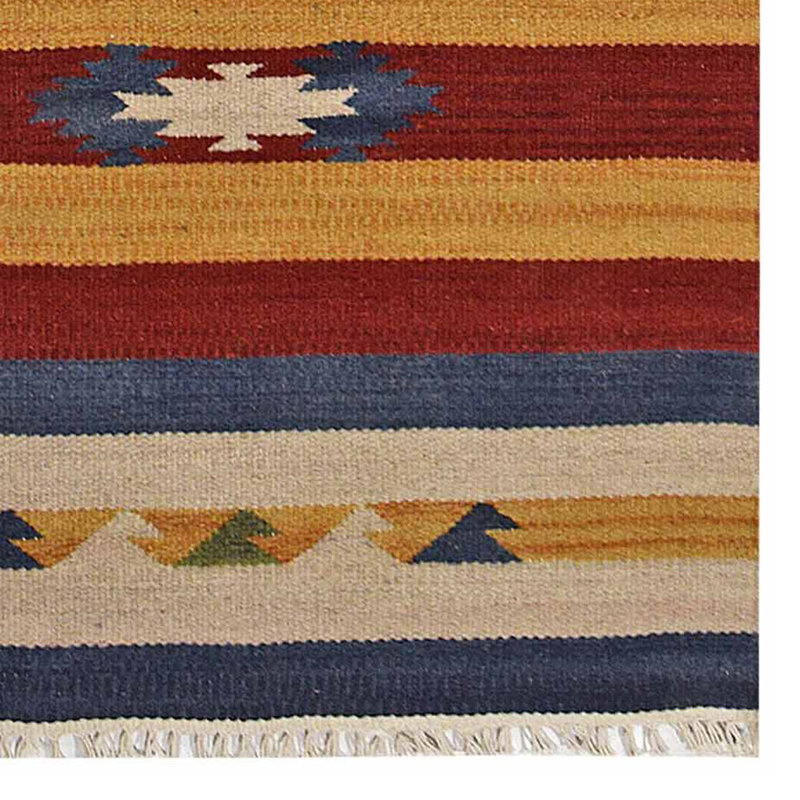 Manns Hand Woven Flat Weave Kilim Wool Eco-Friendly Area Rugs  - Runner,Multicolor, Contemporary Modern Design, Low Pile  Handmade Area Rugs for Living Room, Bed Room