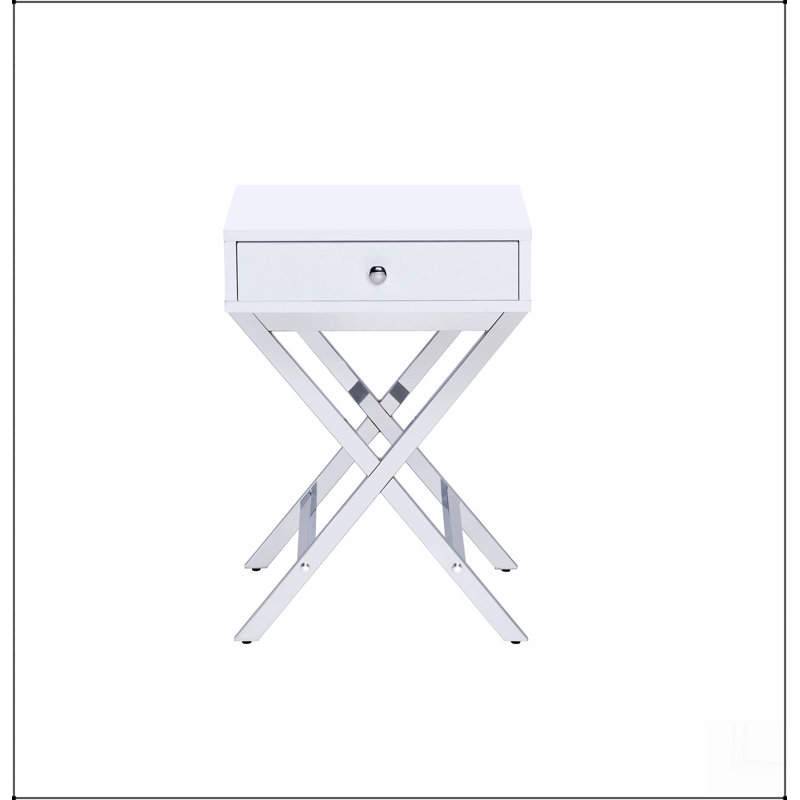 Table d'appoint Coleen, Blanc/chrome