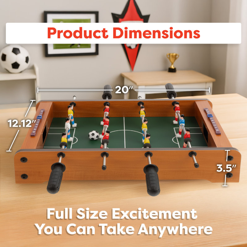 Table de jeu de soccer Hey Play - Mini table de soccer / soccer sur table pour jeux d'arcade, salle de jeux et Mancave - L'ensemble comprend deux balles et un marqueur
