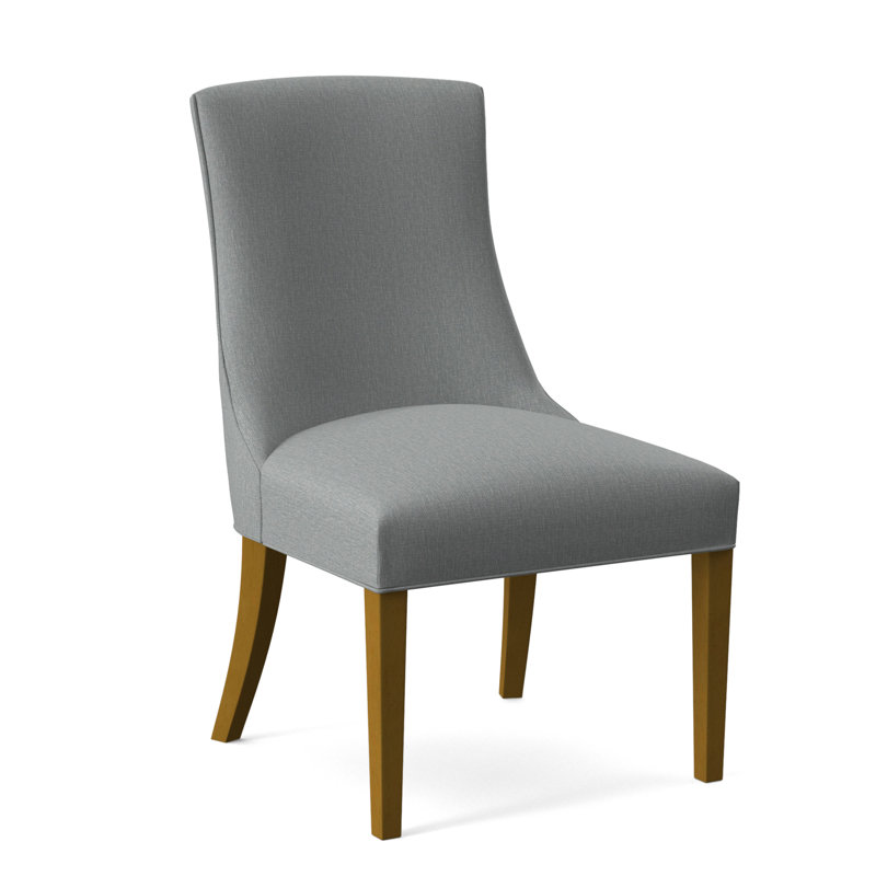 Tuxedo Slipper Dining Chair, Bisque Finish, Light Blue Performance Fabric; 0851-55