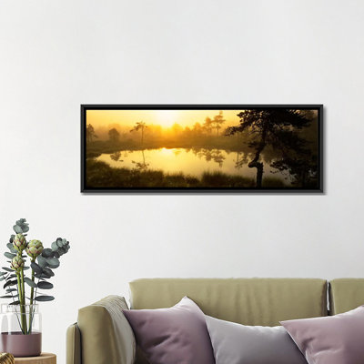 Foggy Woodland Sunrise And It's Reflection, Vastmanland, Sweden by Panoramic Images - Wrapped Canvas Panoramic Gallery-Wrapped Canvas Giclée