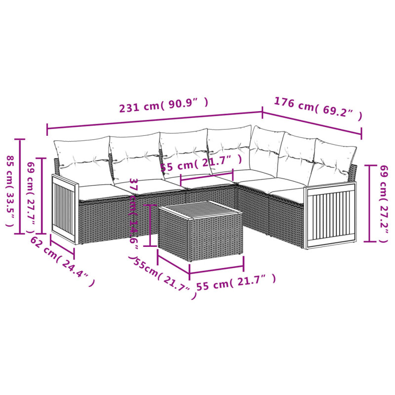  Ensemble de canapé de jardin beige