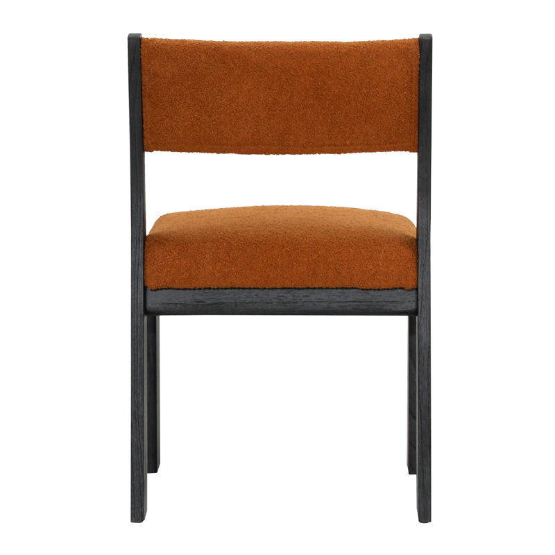 Kalona Rust Boucle Upholstered Dining Chair with Black Wood Frame
