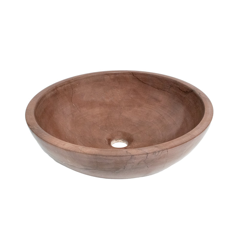 Lavabo de salle de bain rond en onyx fait à la main, 16 po, vasque ronde