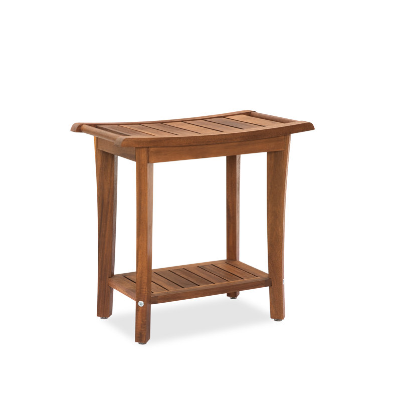 19"W Solid Wood Shower Bench, Natural Wood