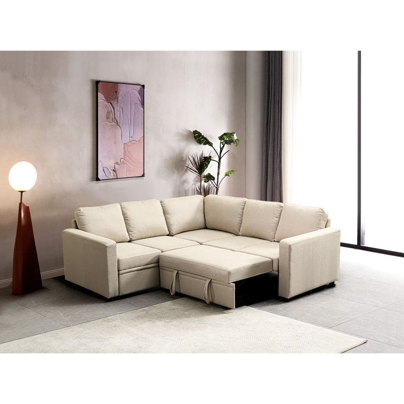 Lit modulaire Space Beige - Siège confortable à 5 places avec coussins moelleux et dossier solide en bois massif, processus d'assemblage de 10 minutes, idéal pour les petits dortoirs bureaux confortables