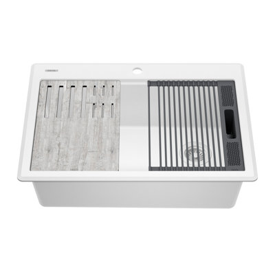 Évier de cuisine en granite DELTA L 30 po avec lavabo de cuisine encastré et comptoir WorkFlow ™