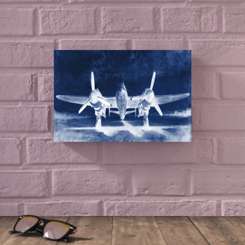 «Marine Air plane», peinture sur toile tendue, H 8 po x l 12 po