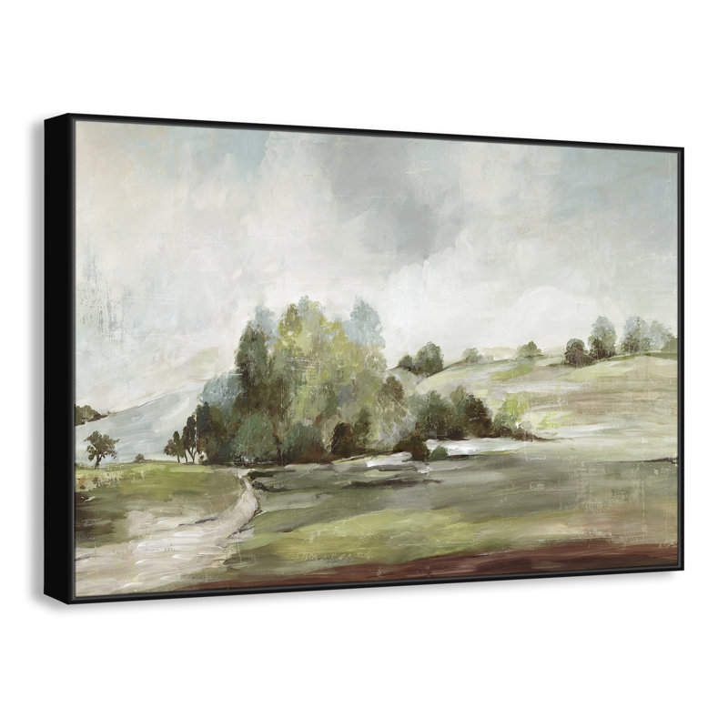 «Green Country Road» par Allison Pearce - reproduction encadrée sur toile, H 41,5 po x l 61,5 po, Noir