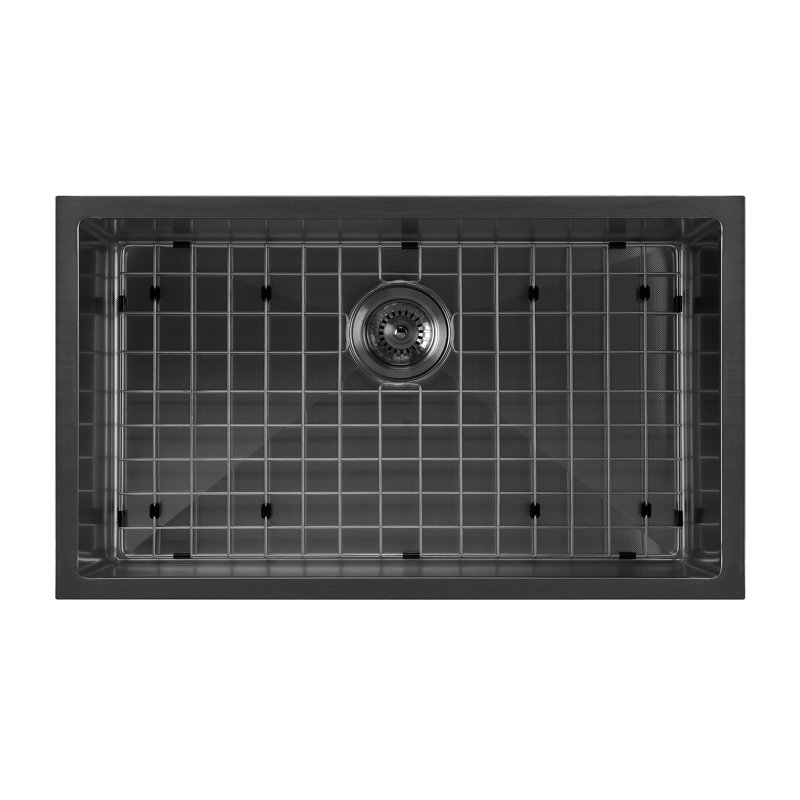 Noah Plus 33" L x 18" W Dual Mount Kitchen Sink with Basket Strainer, Matte Black