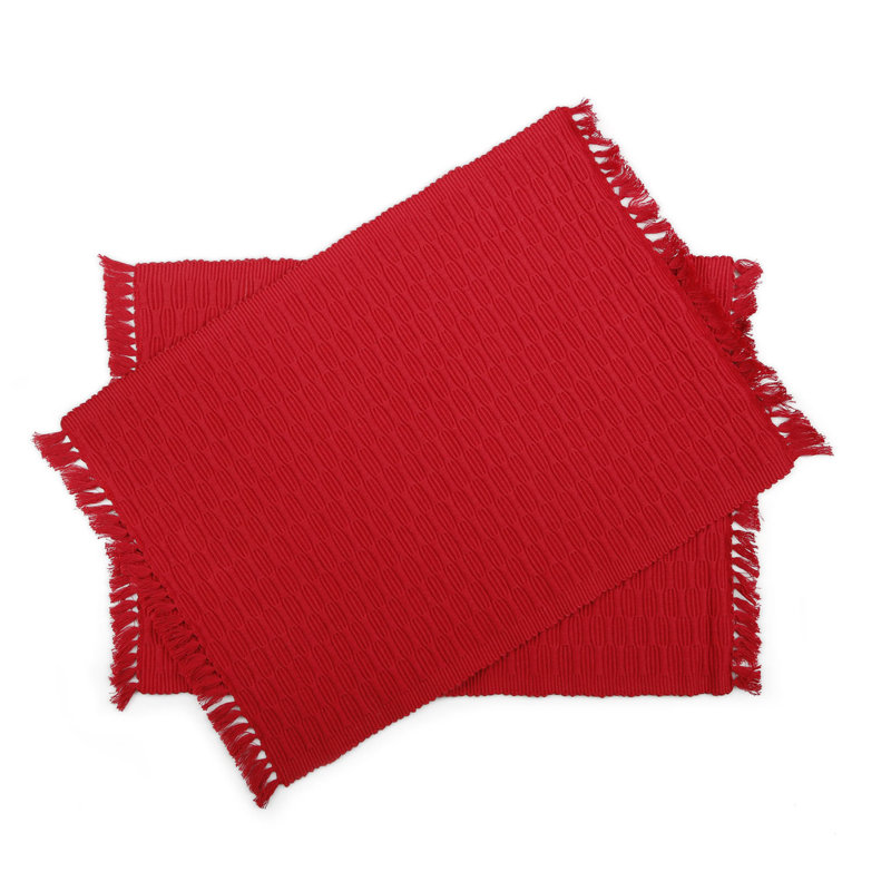 Wilhite Cotton Solid Colour Rectangle Placemat, Red