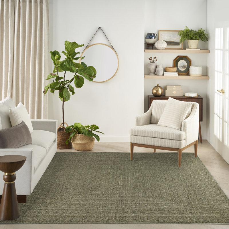 Cascio Geometric Indoor/Outdoor Area Rug, Rectangle 10' x 14', Olive