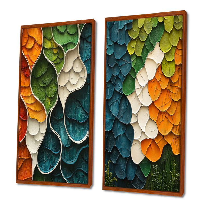 Biomorphism Earth Ephemeral Pathway I - Abstract, art mural 2 pièces, 40" H x 41" W, Brown Floater Framed