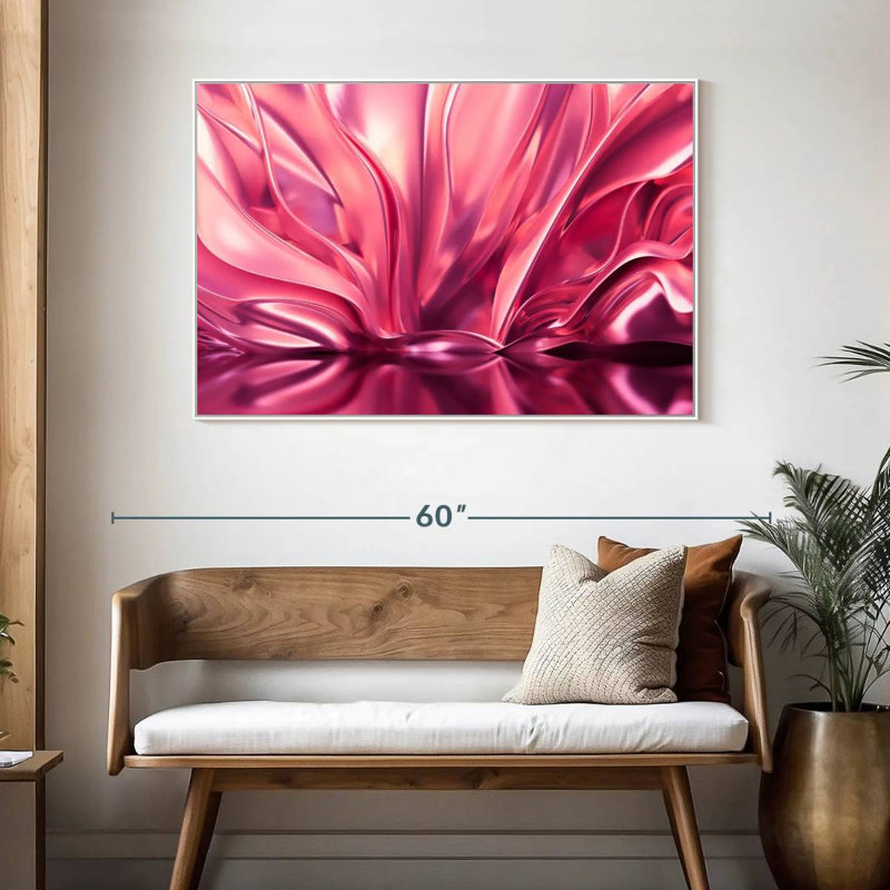 Blush Pink Fiorella, 46" X 31", Floating Frame White