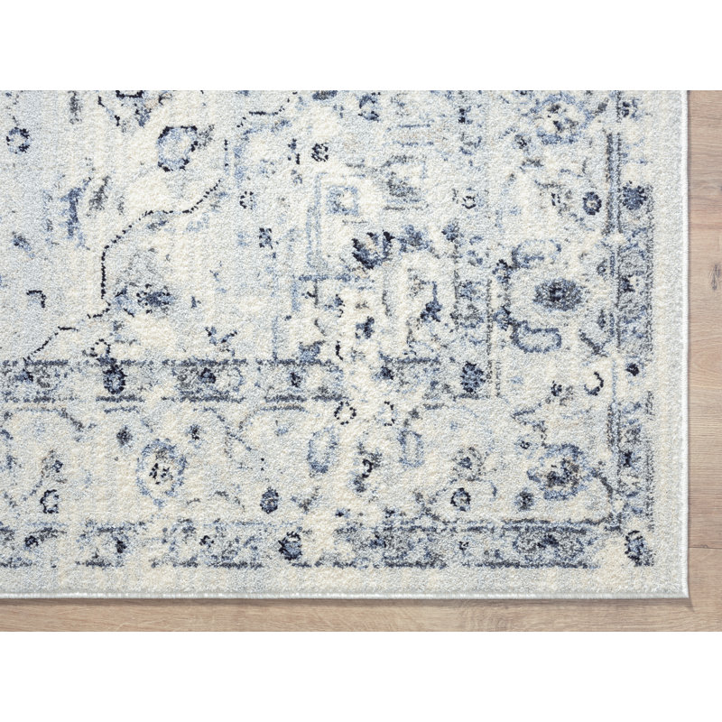 Tapis tissé à la machine ivoire/gris Amoret, Rectangle 5 pi 3 po x 7 pi 6 po