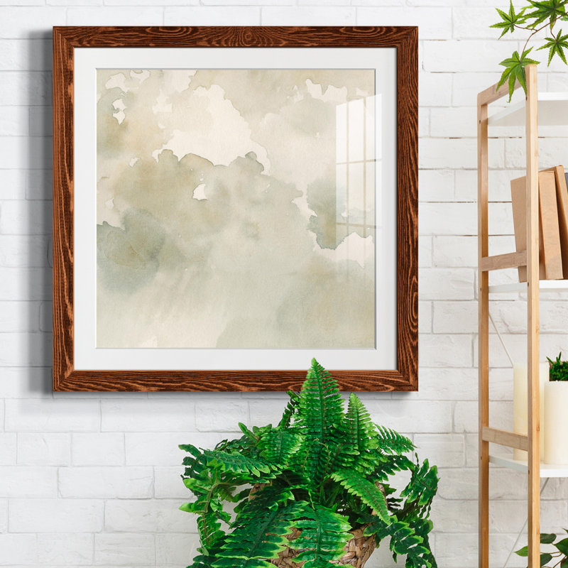 «Warm Clouds Abstract II», reproduction encadrée de qualité supérieure - prête à être accrochée, Papier encadré érable, Blanc