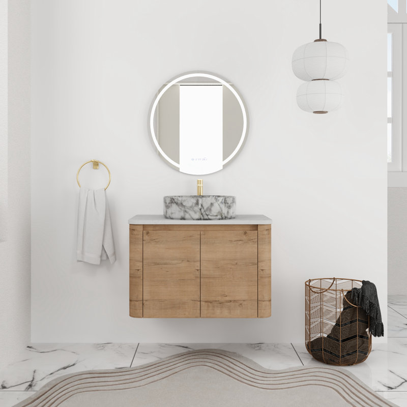 Single Bathroom Floating Vanity With Quartz Top, 30