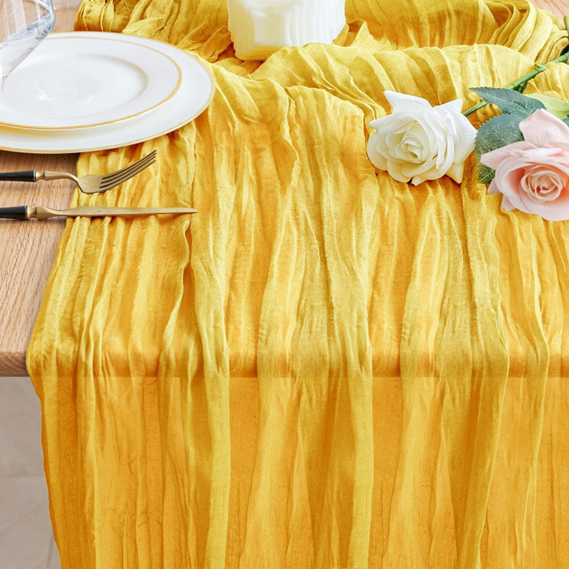 Gold Cheesecloth Table Runner – Gold –, Boho Spring/Easter Rustic Sheer, Party, Wedding & Shower Table Decor, Gold