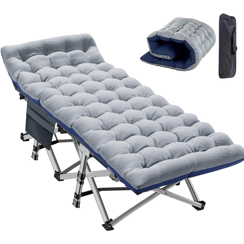 Lit de camp pliant surdimensionné, lit de camp de L 78 po x l 32 po, lit de camp très grand avec matelas, sac de transport