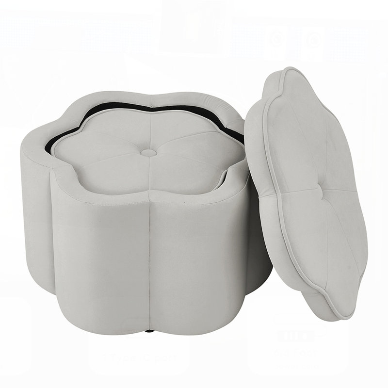 Ensemble de 2 repose-pieds avec rangement, repose-pieds en forme de pétale, Gray